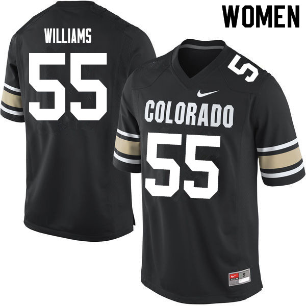 Women #55 Austin Williams Colorado Buffaloes College Football Jerseys Sale-Home Black - Click Image to Close